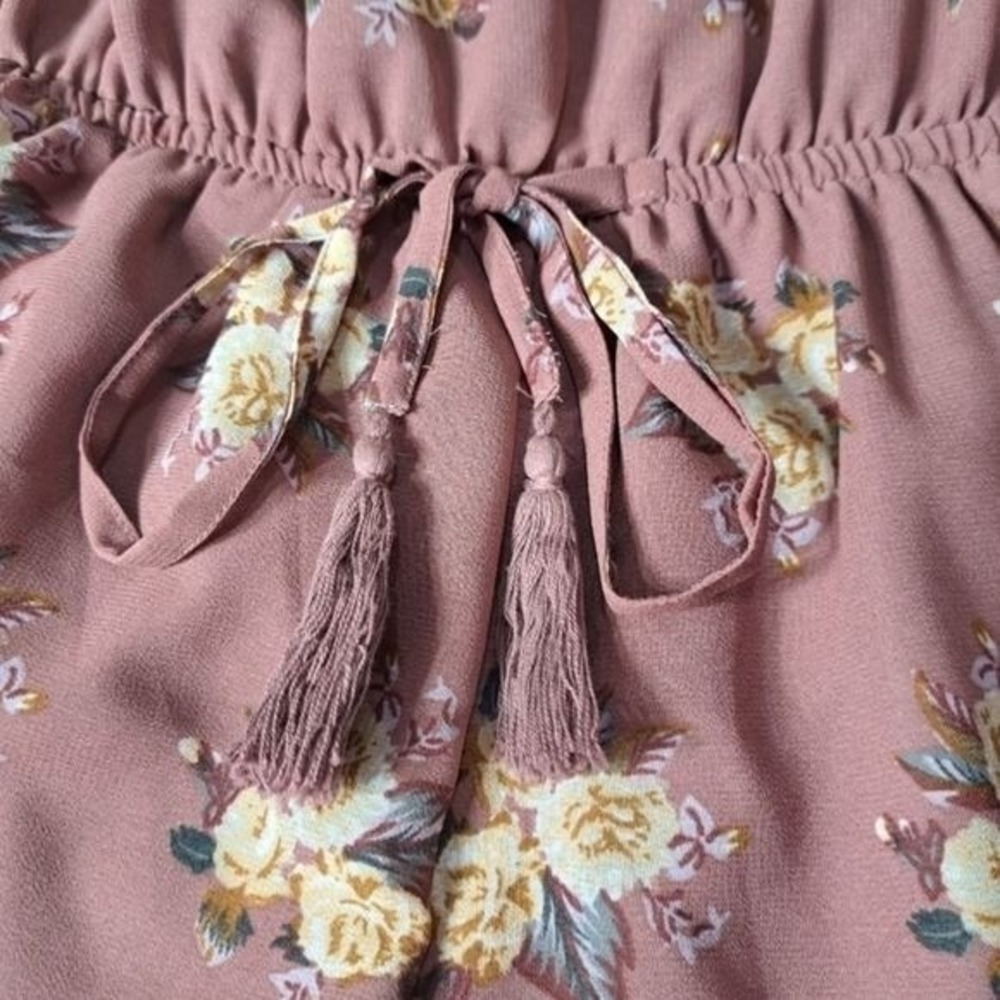 Blush Women's Romper Floral Print‎ Old Pink Long Sleeves Size Small - Picture 8 of 14